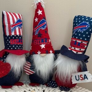 Buffalo Bills Patriotic Gnome Trio - Red Navy White